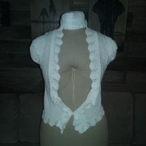 Say What Cream Shrug with Cap Sleeves and Button